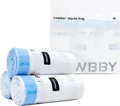 Produktbild von PAWBBY Selbstreinigende Katzenstreu-Beutel, 3 Rollen Katzentoiletten-Müllbeutel mit Griffen (30 Stück)