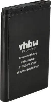 Produktbild von vhbw Akku kompatibel mit Nokia 3230, 5140, 5070, 5200, 5140i, 2610, 5300, 5300 XPRESSMUSIC, 3220 Handy Smartphone Telefon (900 mAh, 3,7 V, Li-Ion)