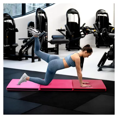 Produktbild von Klappbare Turnmatte 180x60x5cm, Gymnastikmatte mit 5cm Dicke, Weichbodenmatte, Trainingsmatte, Faltbare Gymnastikmatte in 3 Teilen, Sportmatte für Zuhause