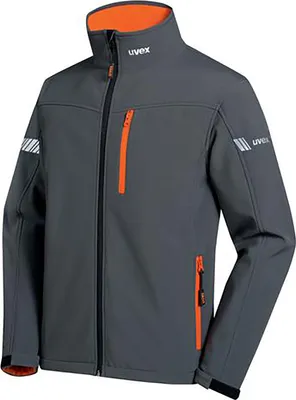 Produktbild von Uvex 9882609, Jacke, Mann, Grau, Orange, S, Reißverschluss, Elasthan, Polyester