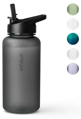 Produktbild von Trinkflasche 1L Sport Flasche Wasserflasche BPA frei schwarz Fitness Vinsun, KI-generiertes Bild