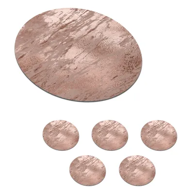 Obrázek produktu pro KitchenYeah® Skleněné podtácky kulaté sada 6 mramorových - vzor - růžové 10x10 cm Podtácky na sklenice - Podtácky na nápoje - Chrániče stolů - Podtácky na šálky Stolní barové sklo
