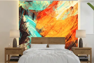 Produktbild von MuchoWow® Fototapete für Wohnzimmer oder Schlafzimmer Wandtapete Vinyl Motivtapete Gemälde - Abstrakt - Öl - 240x240 cm - Schlafzimmer-Tapete