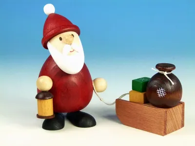 Produktbild von Weihnachtsmann mit Laterne und Schlitten (9,5cm) von Ullrich Kunsthandwerk