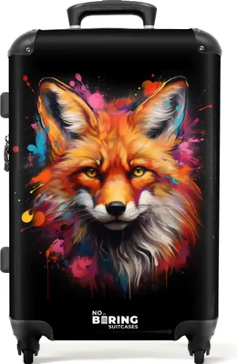 Produktbild von NoBoringSuitcases.com® Großer Koffer - Der Fuchs als Straßenkunstwerk - Kombinationsschloss TSA - Hartschalen Trolley 4 Rollen - 72 liter - Reisekoffer - 66 cmKoffer Mittelgroß 67x43x25 cm, 72L,