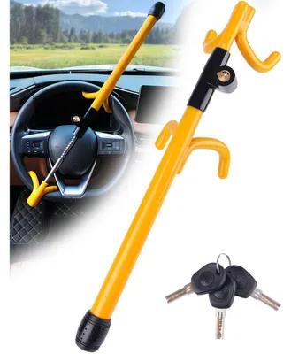 Produktbild von Lenkradkralle Gelb 4 Haken Universell bis 41,5 cm Lenkraddurchmesser 3 Schlüssel