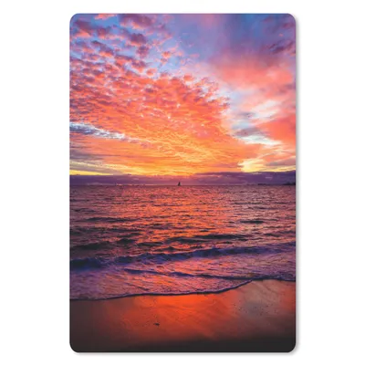 Obrázok produktu pre Podložka pod myš - Západ slnka - pláž - červená - 18x27cm - Rohožka pod myš