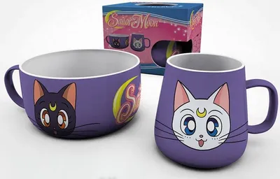 Immagine prodotto di Set per la colazione Sailor Moon: tazza + ciotola Luna e Artemis