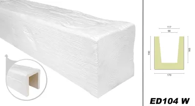 Produktbild von DECO WOOD Deckenbalken modern aus Polyurethane, 2m Länge, PolyurethanBalken Holzoptik (weiß - 17x19cm) Wandbalken Hartschaum Deckenverkleidung