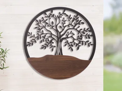 Produktbild von Gilde Wandrelief, rund, Lebensbaum, Lebensbaummotiv, MDF, Metall, braun, VE 2 Höhe: 60.00 cm Breite: 60.00 cm Tiefe: 2.00cm 68744