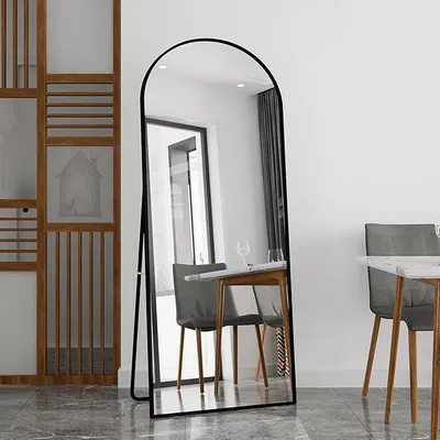 Imagen del producto de Espejo de pie de cuerpo completo, con marco de aluminio, dimensiones 180 x 80 cm. Ideal para dormitorio, pasillo o salón. (Color , 180x80)