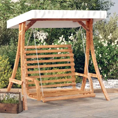 Produktbild von "im Angebot" Hollywoodschaukel mit Dach Massivholz Fichte mit Teak-Finish - Hollywoodschaukeln CC8788