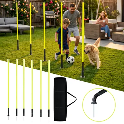 Produktbild von NAIZY Fluoreszierend gelbe Slalomstangen 150cm, Durchmesser 25 mm, geeignet für Dribbling-, Beweglichkeits- und Geschwindigkeitstraining