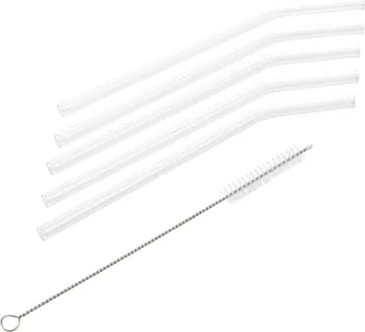 Produktbild von 5  Glasstrohhalme mit kleiner Bürste zum Reinigen.