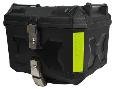 Image de Top-case pour moto, étanche, plaque de fixation à fermeture rapide, couleur noire