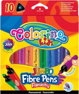 Image de Marqueurs triangulaires Jumbo 10 couleurs Colorino Kids