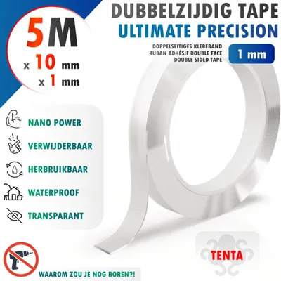 Produktbild von Doppelseitiges Klebeband 5m x 10mm x 1mm - TENTA Ultimate Precision