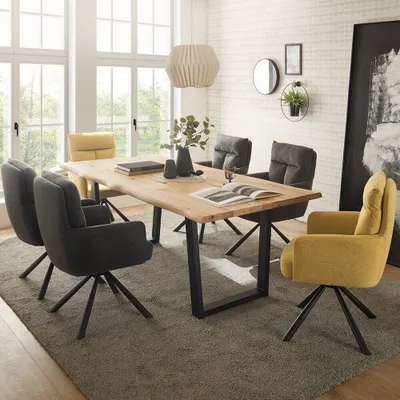 Produktbild von Esstischgruppe 7-teilig, Massivholztisch 220x100cm, inkl. 6 Stühle, NEWBURGH-119