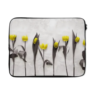 Produktbild von MuchoWow® Laptop Hülle 17 Zoll Laptoptasche Blumen - Tulpen - Marmor - Zipper - Schutzabdeckung
