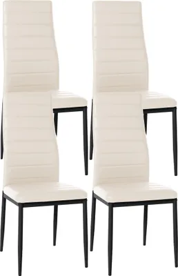 Produktbild von CLP 4er Set Esszimmerstühle Mayfair gepolstert mit Metallgestell creme Material Kunstleder