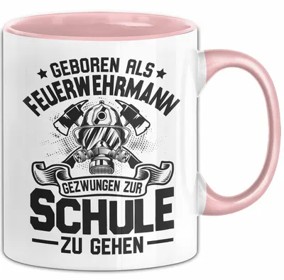 Produktbild von Feuerwehr Tasse Geschenk Geboren Als Feuerwehrmann Geschenk Lustig Kaffee-Becher (Rosa)