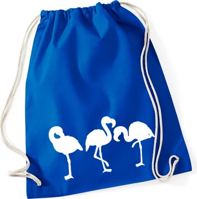 Produktbild von Huuraa Turnbeutel Flamingos Silhouette 12 Liter Bright Royal Baumwolle Rucksack Geschenkidee
