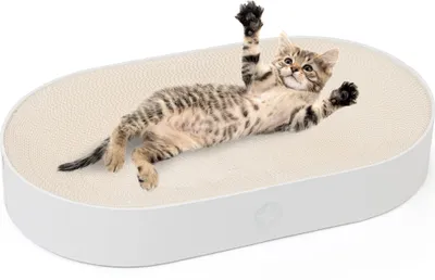 Produktbild von Kratzpappe Apollo · Katzenbett aus Wellpappe · WHITE EDITION · ca. 63 x 35 x 10 cm