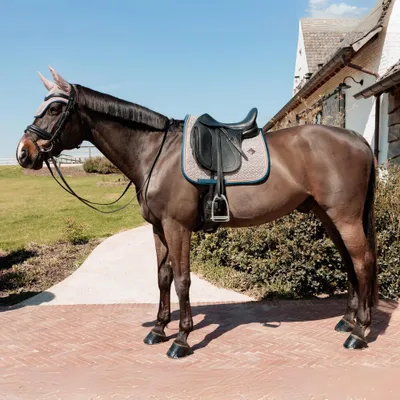 Produktbild von Kentucky Horsewear Saddle Pad Pied-de-Poule Dressage, Farbe:Bordeaux/Navy, Größe:Full