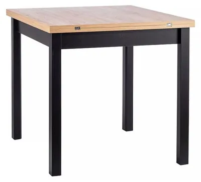Image de Table à manger extensible "Flip" - Beige/Noir - L 80(160) x l 80 cm