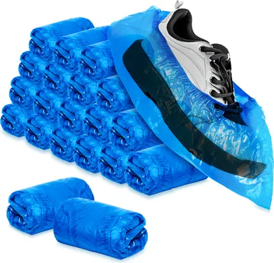 Produktbild von com-four® 200x hochwertige Einweg Überziehschuhe 5g je Überzieher - Plastik Schuhüberzieher - Einmal-Schuh wasserdicht - Überschuhe in Einheitsgröße