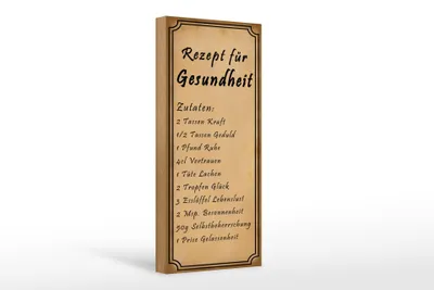 Produktbild von Holzschild Spruch 10x27cm Rezept für Gesundheit 2 Tassen