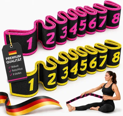 Immagine prodotto di 2 fasce elastiche regolabili per lo yoga, ideali per l'allenamento