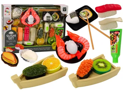 Zdjęcie produktu dla Zestaw zabawek Sushi Akcesoria do krewetek dla dzieci 24 sztuki.