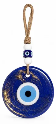 Türkisches böses Auge Wanddeko, handgefertigt, 11 cm, dunkelblau, gold