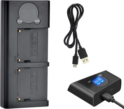 Produktbild von Trade-Shop Dual Doppel Ladegerät Ladestation USB Typ-C für Sony DCR-TRV820/E DCR-TRV5/E DCR-TRV9/E DCR-TRV900/E DCR-TV900/E DCR-VX2000/E DCR-VX2100/E