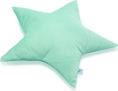 Produktbild von Pepi Kuschelkissen in Sternenform - Handgenäht Antiallergenes Sternkissen 50×50 cm - weiches Kinderkissen Dekokissen für Babys Plüschstern - Star Mint