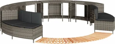 Produktbild von Whirlpool-Umrandung Grau Poly Rattan und Massivholz Akazie