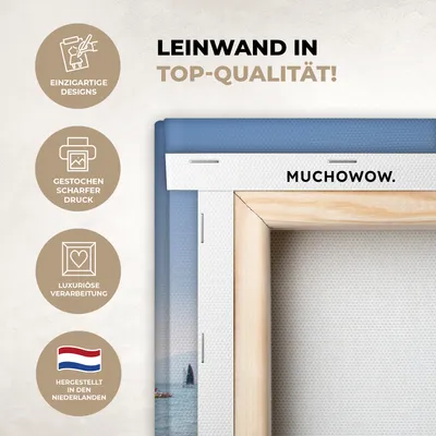 Produktbild von MuchoWow® - Leinwandbilder - Gardasee - Küste - Wasser, Wandbild, Wanddeko Bilder Wohnzimmer, 60x40 cm