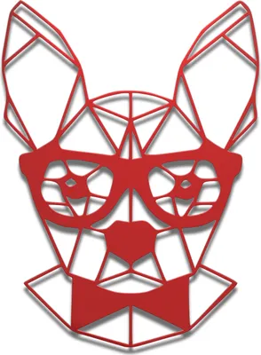Produktbild von Wanddeko Metall Wandbild Metallbild Geometrische Wandkunst Nerdy Dog 40 x 54 cm, Farbe:Nerdy Dog Rot