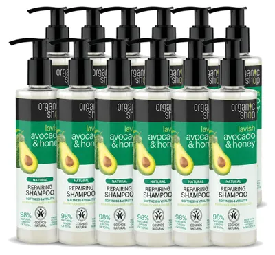 Productafbeelding van 12 x Organic Shop Natuurlijke Herstellende Shampoo Avocado & Honing - 280 ml - Voordeelverpakking - 12 stuks