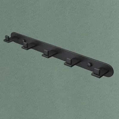 Produktbild von Mai & Mai Kleiderhaken Wandgarderobe Wandhaken aus Edelstahl mit 5 Haken Garderobenleiste Garderobenhaken 44.7cm Matt schwarz Stalo-09