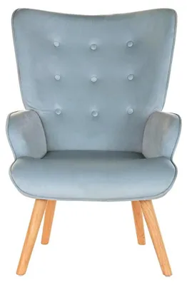Fauteuil aus Holz, Polyesterbezug, natur/himmelblau, 67x75x96 cm