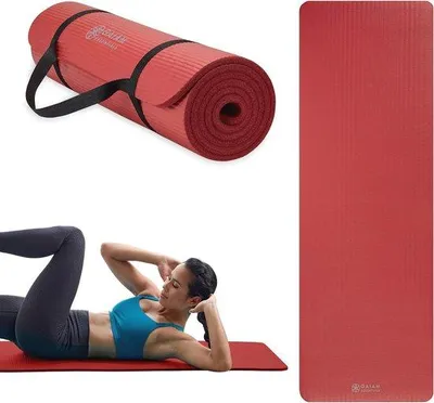 Productafbeelding van Dikke yogamat en fitnessmat met draagriem - 182 cm x 61 cm x 1,0 cm