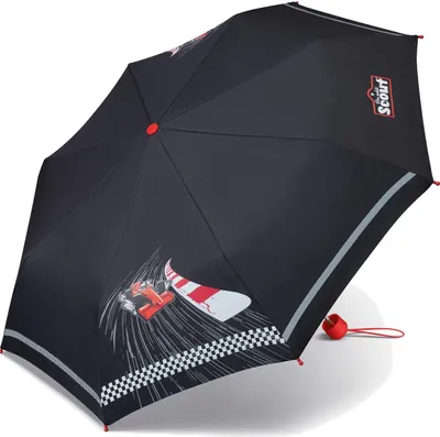 Produktbild von Scout Kinder-Taschenschirm Regenschirm mit reflektierenden Streifen Red Racer