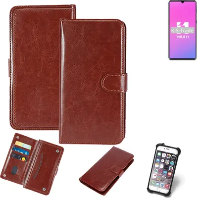 Produktbild von K-S-Trade 360° Hülle kompatibel mit Xiaomi Mi Note 10 Pro braun Kunstleder Case BookCase WalletCase Kunstlederederhülle Handyhülle, Rundumschutz