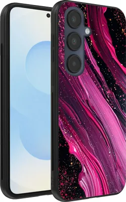 Produktbild von Smartphonica Handytasche passend für Samsung Galaxy S25 mit Marmordruck - TPU Rückendeckung Fall Marmor Design - Lila Rosa