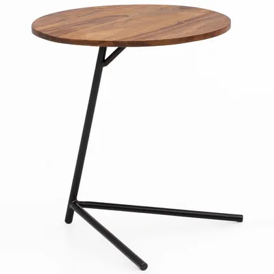 Produktbild von Beistelltisch 40x46x40cm Sheesham Holz Metall Couchtisch | Industrial Style Echtholz Tischchen Wohnzimmer | Holztisch Sofatisch Metallbeine | Anstelltisch Dekotisch Rosenholz