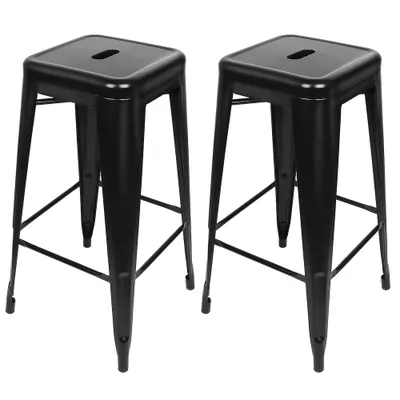 Image de lot de 2 tabourets de bar Tabouret de bar industriel en métal Empilable 76 cm Noir