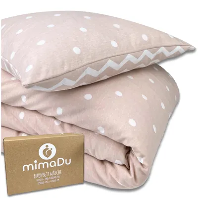 Produktbild von Baby Bettbezug 100x135 cm aus Baumwolle 100 - Mädchen Bettwäsche Set aus Deckenbezug und Kissenbezug in Rosa - Für Babybett und Kinderbett
