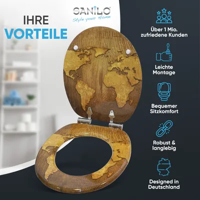 Obrázek produktu pro SANILO® WC sedátko s mechanismem soft-close Mapa světa, WC sedátko, WC sedátko, WC sedátko, WC sedátko, WC sedátko přímo od výrobce